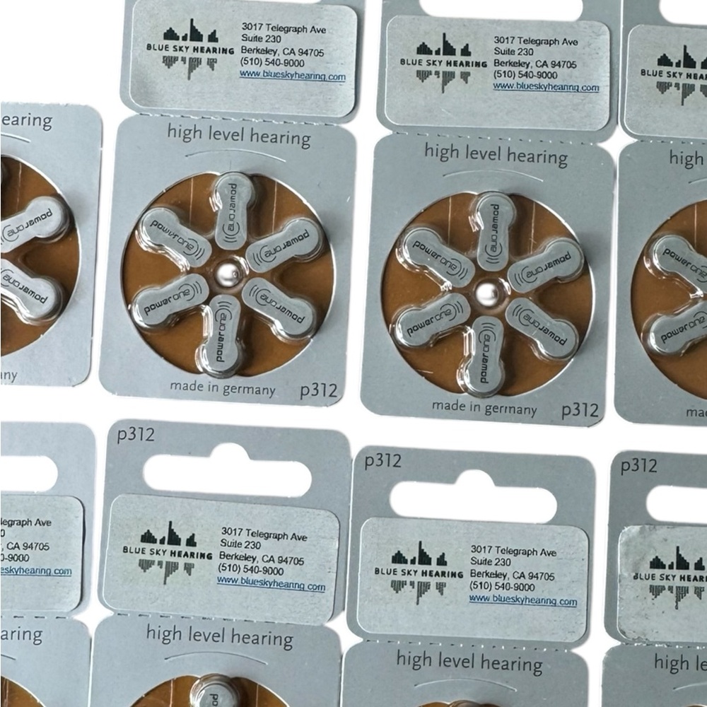 Powerone Mercury Free Hearing Aid Batteries Size P312.  Set Of 8
